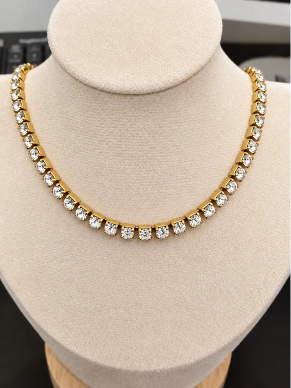 Stainless Steel Crystal Choker Necklace